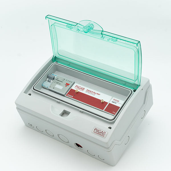 Gehäuse mit 24-V-Netzteil und Leitungsschutzschalter, 267x200, IP65, transparenter Frontklappe