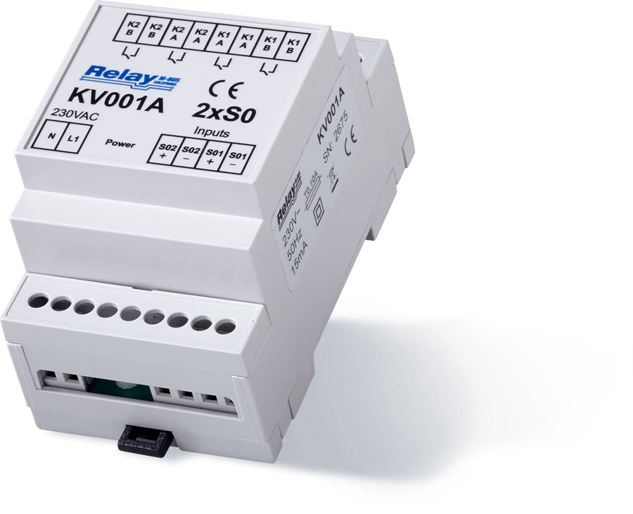 2-Kanal-S0-Konverter und Impulsverdoppler, 230 VAC, für DIN-Schiene